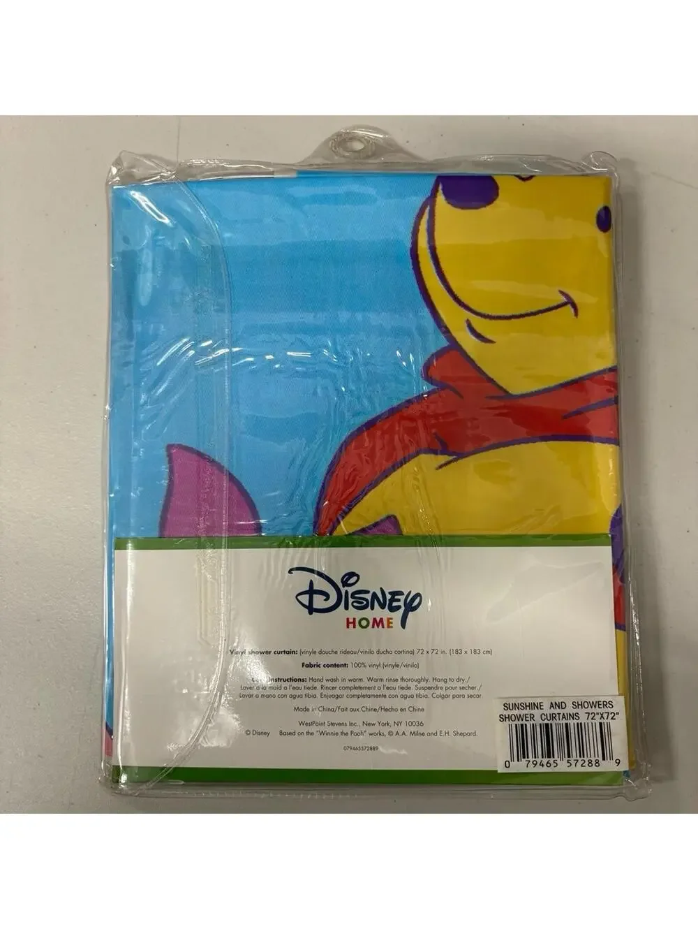 Unopened Disney Pooh Sunshine and Showers 72x72 Vinyl Shower Curtain